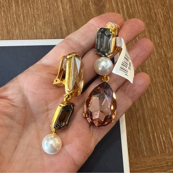NWT Oscar de la Renta gemstone mismatched drop earrings - Picture 7 of 13